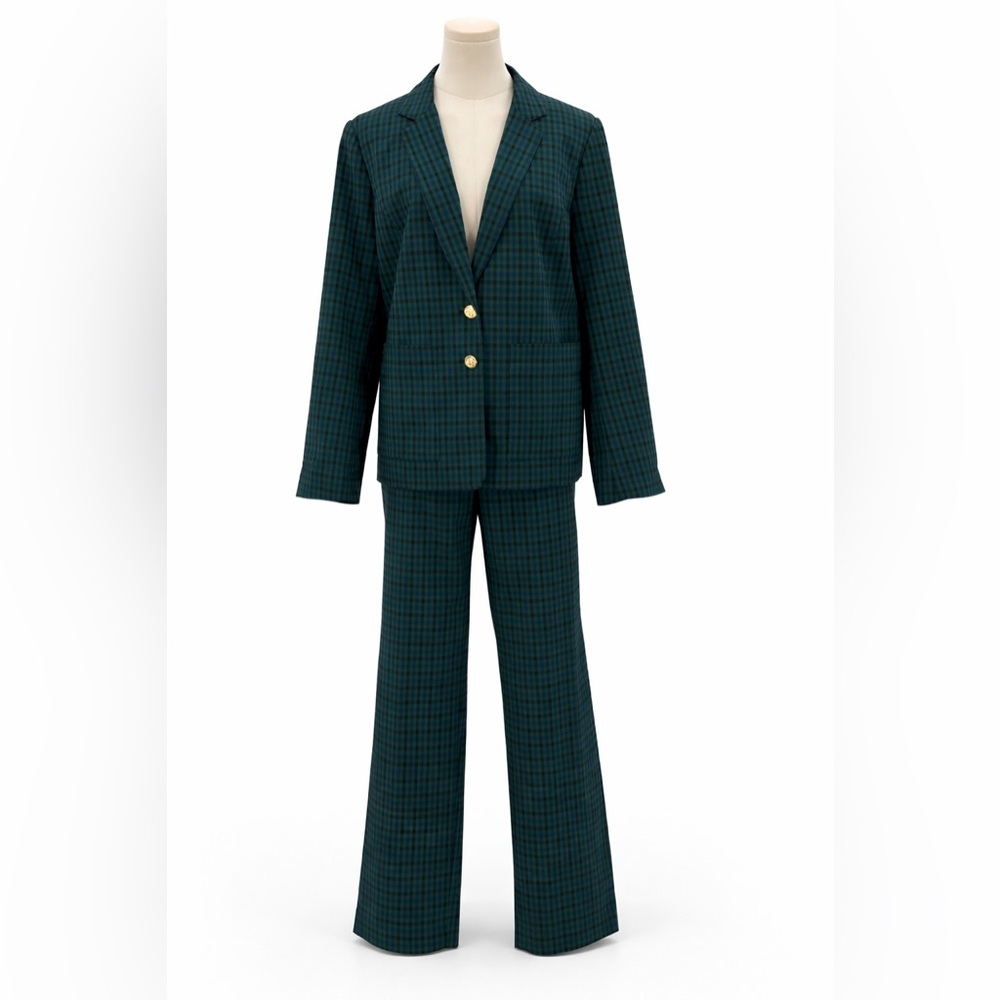 Draper James Sophisticated Green Plaid Two-Piece Suit – Office to Evening Style - Picture 2 of 15